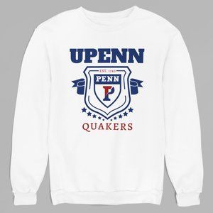NWT Pennsylvania UPENN Quakers Established 1740 Shield Banner Sweatshirt WHITE